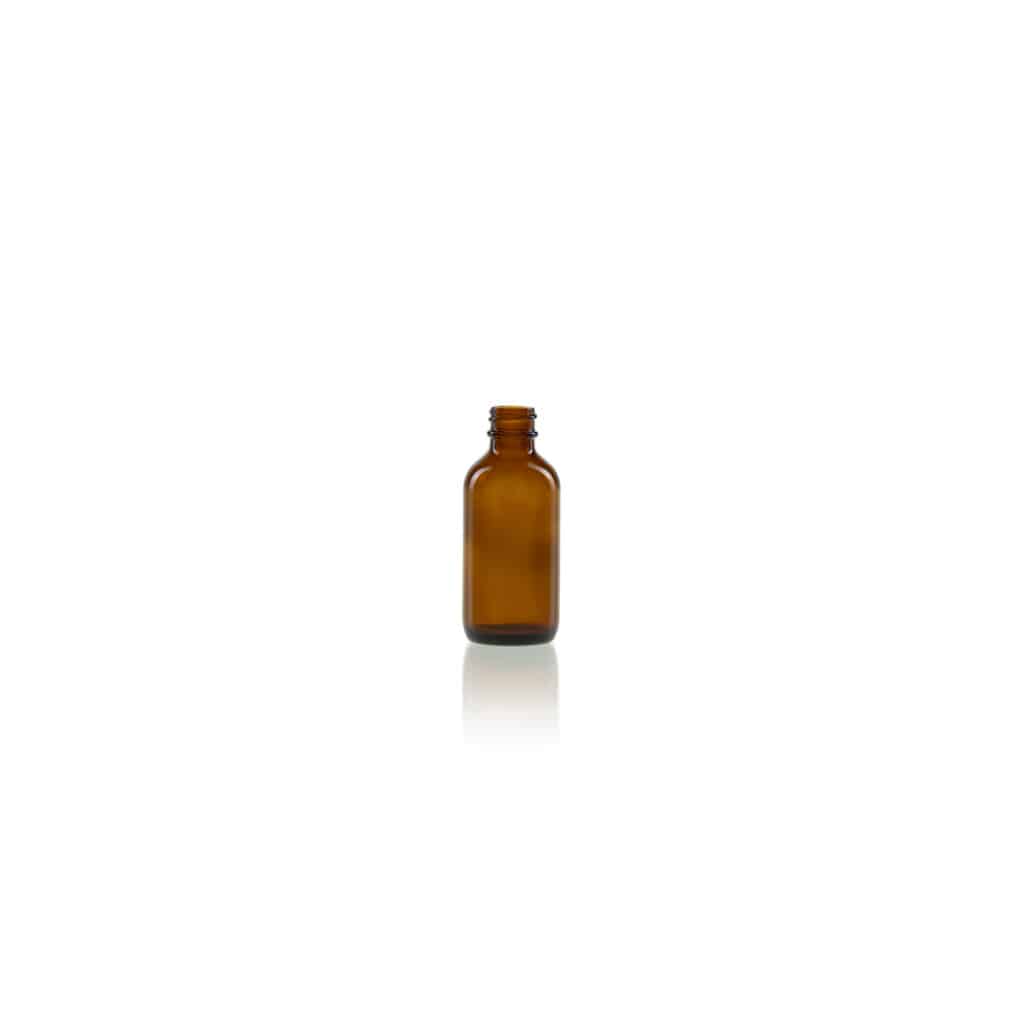 2 oz Clear Glass Boston Round Bottle 20-400 Neck Finish